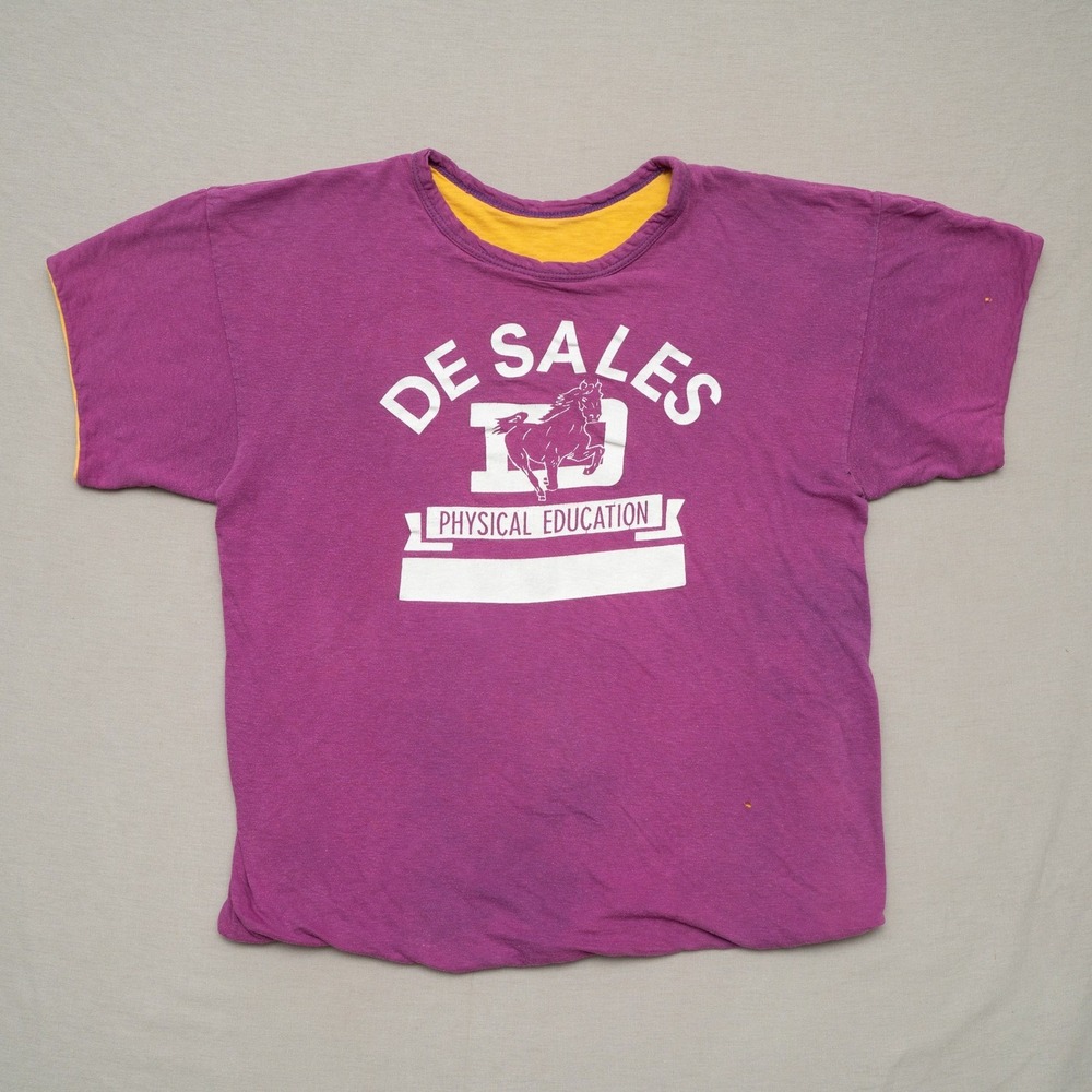 Vintage 60s De‎ Sales Physical Education Phys Ed Reversible T Shirt